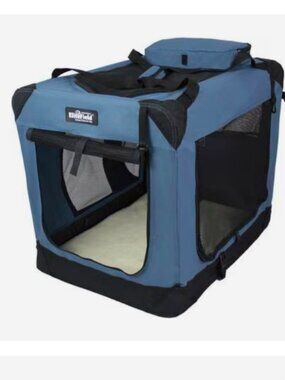 EliteField 3-Door Collapsible Soft-Sided Dog Crate, Blue Gray, 20 inch